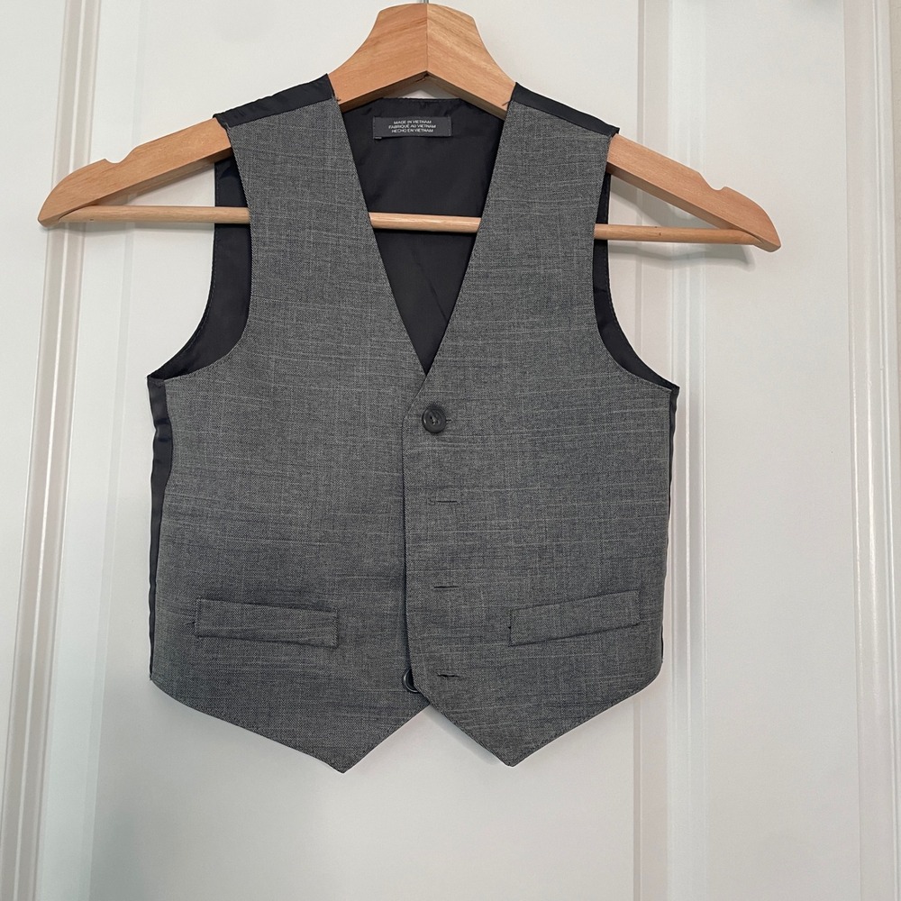 Van Heusen Gray Suit Vest Toddler 3T Boys Formal Wedding Dress Wear Party Layer - Picture 4 of 7